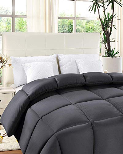 Utopia Bedding Edredón de Fibra 200x200 cm, Fibra Hueca siliconada, 1400 gramo - (Gris, Cama 105-200 x 200 cm)
