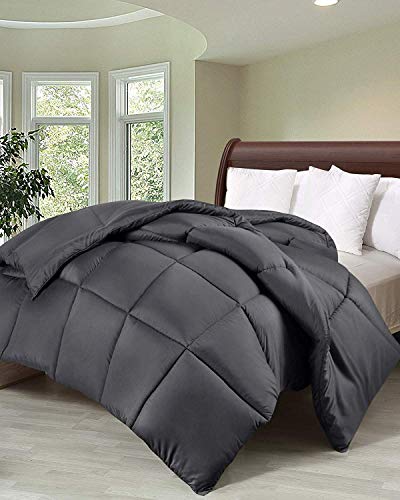 Utopia Bedding Edredón de Fibra 200x200 cm, Fibra Hueca siliconada, 1400 gramo - (Gris, Cama 105-200 x 200 cm)