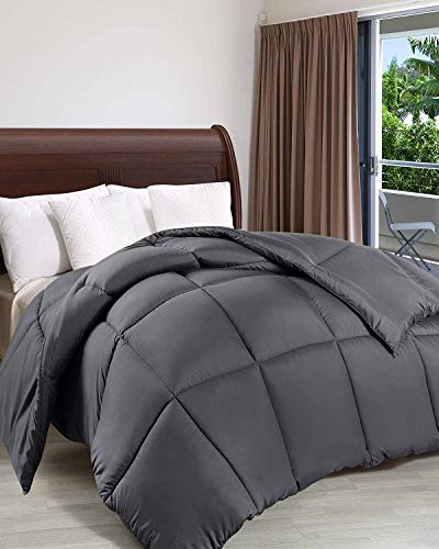 Utopia Bedding Edredón de Fibra 200x200 cm, Fibra Hueca siliconada, 1400 gramo - (Gris, Cama 105-200 x 200 cm)