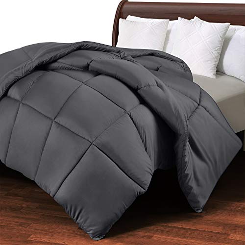 Utopia Bedding Edredón de Fibra 200x200 cm, Fibra Hueca siliconada, 1400 gramo - (Gris, Cama 105-200 x 200 cm)