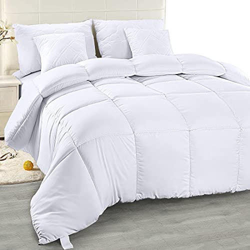 Utopia Bedding Edredón de Fibra 200x200 cm, Fibra Hueca siliconada, 1480 gramo (Blanco, Cama 105-200 x 200 cm)