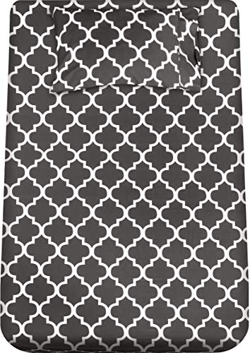 Utopia Bedding - Juego Sábanas de Cama Estampadas - Microfibra Cepillada - Sábanas y 1 Funda de Almohada - (Cama 90, Gris)