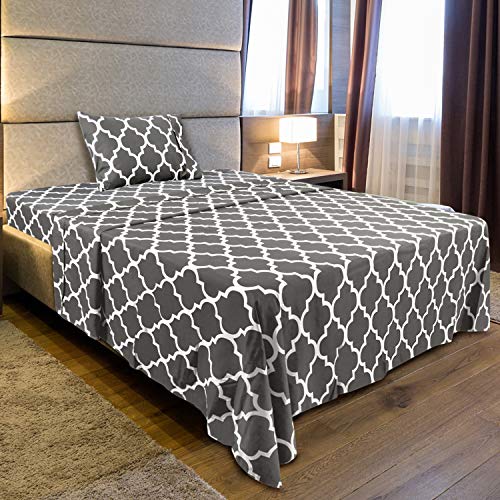 Utopia Bedding - Juego Sábanas de Cama Estampadas - Microfibra Cepillada - Sábanas y 1 Funda de Almohada - (Cama 90, Gris)