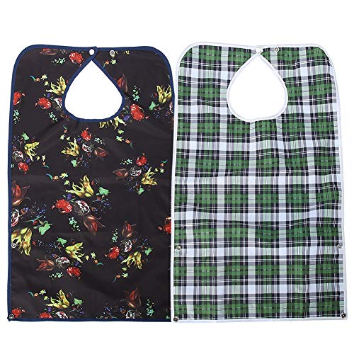 Uxsiya Babero Impermeable para Adultos, Babero para la Hora de Comer, Protector de Ropa Lavable, Babero, recogedor de Migas para Ancianos