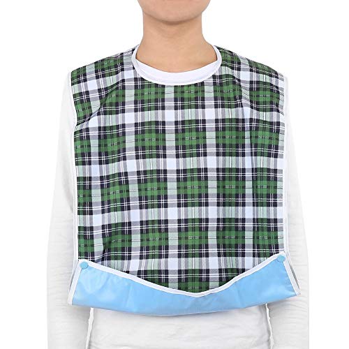 Uxsiya Babero Impermeable para Adultos, Babero para la Hora de Comer, Protector de Ropa Lavable, Babero, recogedor de Migas para Ancianos