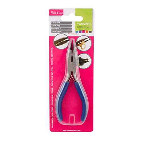 Vaessen Creative 3-in-1 Plier Tool with 3 Functions For Jewellery Making and DIY Crafts, Blue