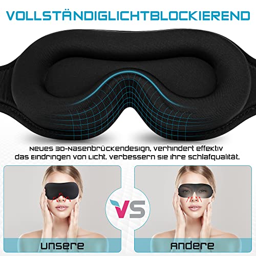 Vaileal Antifaz para dormir, Mascara para Dormir Mejoradas 3D y Antifaz para Mujeres y Hombres, Transpirables y Cómodas, Que Bloquean La Luz de 100 ％ para Viajes, Siestas, Yoga