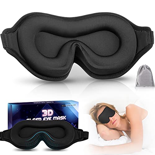 Vaileal Antifaz para dormir, Mascara para Dormir Mejoradas 3D y Antifaz para Mujeres y Hombres, Transpirables y Cómodas, Que Bloquean La Luz de 100 ％ para Viajes, Siestas, Yoga