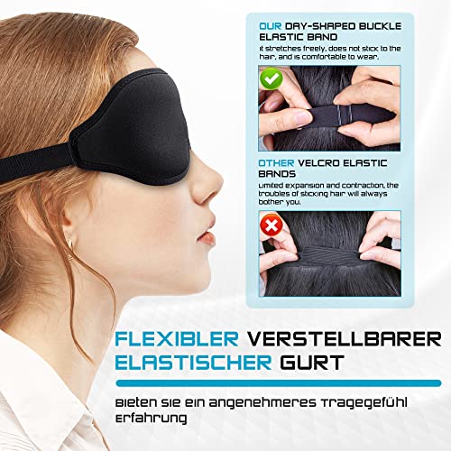 Vaileal Antifaz para dormir, Mascara para Dormir Mejoradas 3D y Antifaz para Mujeres y Hombres, Transpirables y Cómodas, Que Bloquean La Luz de 100 ％ para Viajes, Siestas, Yoga