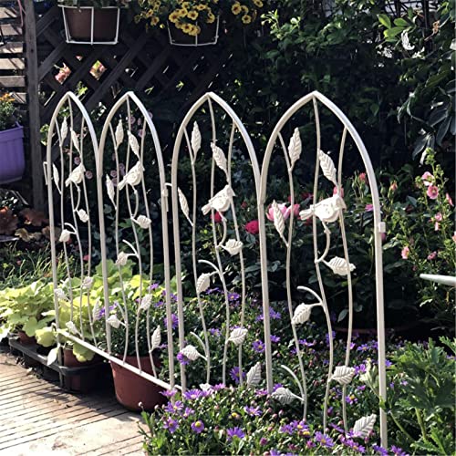 Valla De Jardín Cerca Plegable de Borde Decorativo con Hojas Decorativo Plegable Cercado Frontera jardín Cercado Barrera Animal for Patio y jardín (Color : White, Size : 62.5x46cm)