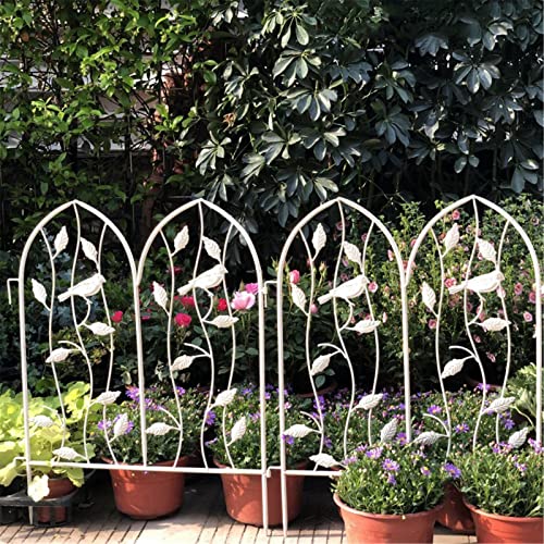 Valla De Jardín Cerca Plegable de Borde Decorativo con Hojas Decorativo Plegable Cercado Frontera jardín Cercado Barrera Animal for Patio y jardín (Color : White, Size : 62.5x46cm)
