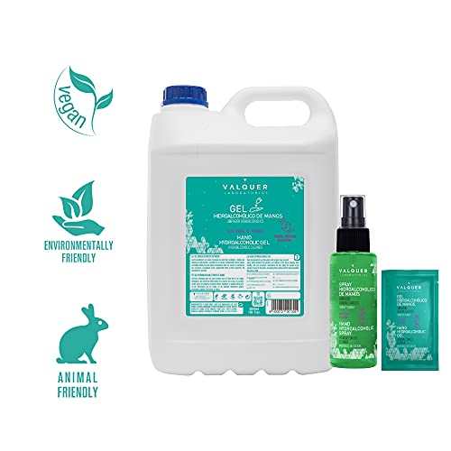 Valquer Laboratorios Spray Hidroalcohólico de Manos Triple Limpia E Hidrata. Limpiador de manos. Con Aloe Vera - 6 uds x 100 ml