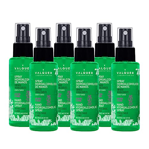 Valquer Laboratorios Spray Hidroalcohólico de Manos Triple Limpia E Hidrata. Limpiador de manos. Con Aloe Vera - 6 uds x 100 ml
