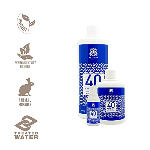 Valquer Profesional Oxigenada Estabilizada en Crema, 40 Volumenes (12%). Coloración capilar permanente. Uso profesional peluquería. Formulación vegana - 500 Ml