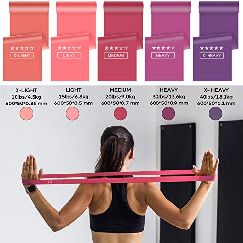 ValueTalks Bandas Elásticas Fitness con 5 Niveles de Resistencia Fitness Cintas Elásticas para Yoga Pilates Musculación Estiramientos y Fuerza