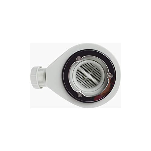 Válvula de Desagüe para Platos de Ducha | Sifón para plato de ducha- 140 mm de diámetro | Aro de Sujeción de Acero Inoxidable brillo con fijación mediante 3 Tornillos | Con Contenedor de Residuos