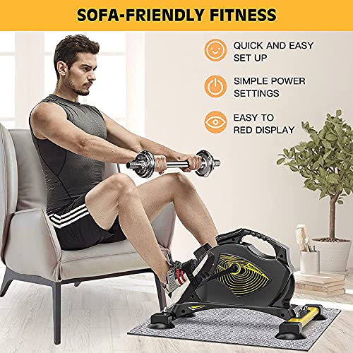 VANGONA Mini Cyclette da Casa Esercitatori Pedaliera Cyclette Fitness per Allenamento di Gambe e Bracci Fit Bicicletta Cyclette Fitness Display LCD per Anziani o disabili