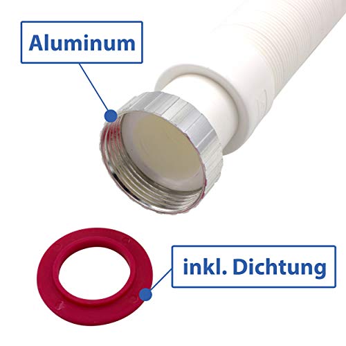 VARIOSAN Manguera de drenaje flexible 13972, 1 1/4" x 32 mm, sifón/trampa de olor para lavabo, extensible de 320-880 mm