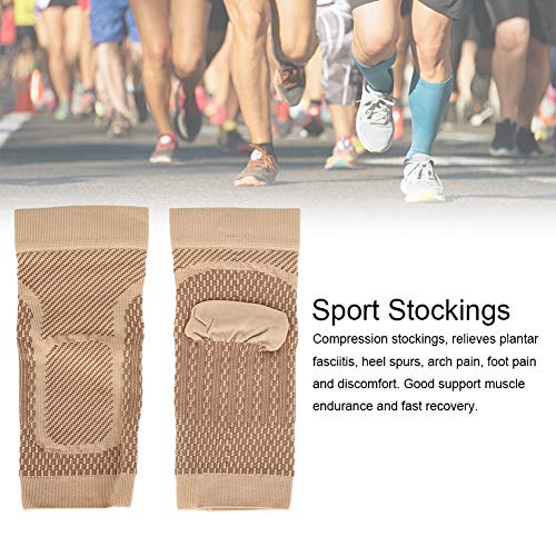 Vbest life Calcetines de compresión de Tobillo Abierto para el Tobillo Medias de compresión para el Tobillo Reduce la hinchazón y el talón Spur Dolor Equipo de protección(Tobillera Piel Color L/XL)