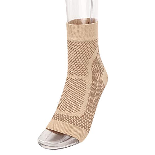 Vbest life Calcetines de compresión de Tobillo Abierto para el Tobillo Medias de compresión para el Tobillo Reduce la hinchazón y el talón Spur Dolor Equipo de protección(Tobillera Piel Color L/XL)