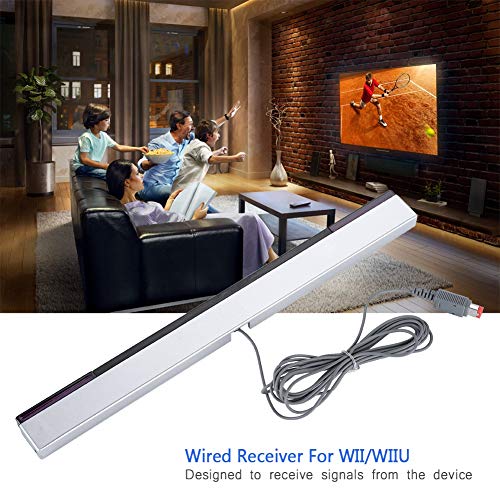Vbestlife Barra de Sensor de Rayos Infrarrojos con Cable para Nintendo Wii/WIIU, Barra de Sensor de Rayos de señal IR de Repuesto con Soporte Transparente