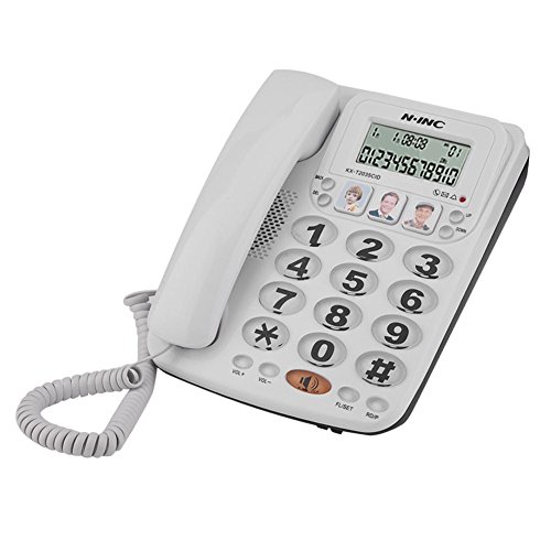Vbestlife Teléfono Fijo con Pantalla Grande y Cable de 2 Líneas,Marcación Rápida Memoria de Llamadas,Cancelación de Ruido Sonido Claro, para Hogar/Oficina/Hotel