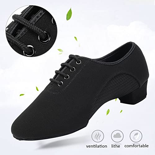 VCIXXVCE Mujer&Hombres Zapatos Prácticas de Baile Cordon Zapatos Negro Punta Cerrada Latino Baile Salon Entrenamiento Tacón Bajo,37 EU