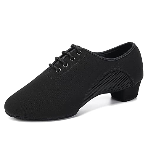 VCIXXVCE Mujer&Hombres Zapatos Prácticas de Baile Cordon Zapatos Negro Punta Cerrada Latino Baile Salon Entrenamiento Tacón Bajo,37 EU