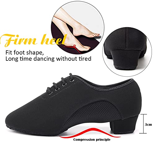 VCIXXVCE Mujer&Hombres Zapatos Prácticas de Baile Cordon Zapatos Negro Punta Cerrada Latino Baile Salon Entrenamiento Tacón Bajo,37 EU