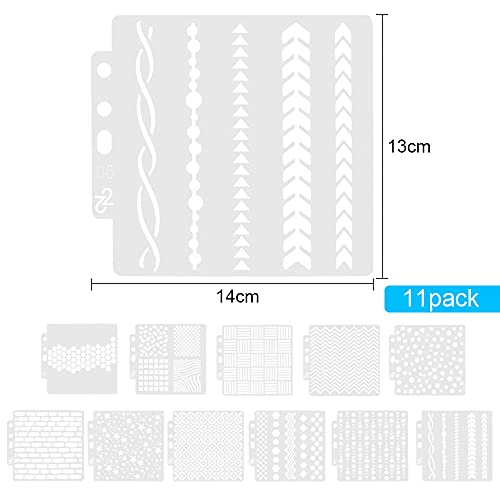 VCRANONR Plantilla de Plástico para Pintar 11pcs Plantillas para Pintar con Spray Plantillas para Dibujar Plantillas Reutilizables para Hacer Tarjeta, Decorar Cuaderno, Pintar Pared y Mueble(14*13cm)