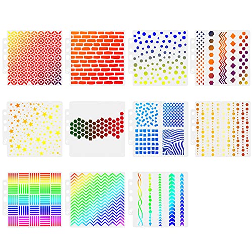 VCRANONR Plantilla de Plástico para Pintar 11pcs Plantillas para Pintar con Spray Plantillas para Dibujar Plantillas Reutilizables para Hacer Tarjeta, Decorar Cuaderno, Pintar Pared y Mueble(14*13cm)