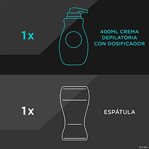 Veet Men Crema Depilatoria Masculina para Pecho Espalda Brazos y Piernas, Pieles Sensibles, 400ml con Dosificador