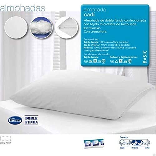 Velfont Almohada Doble Funda CADI Microfibra Transpirable Todas Las Medidas (70cm)