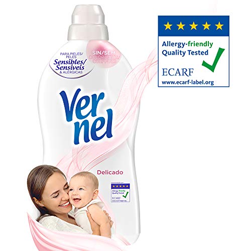 Vernel Suavizante Concentrado para la Ropa Delicado - Pack de 8x57D, Total 456 Lavados (10.4 L)