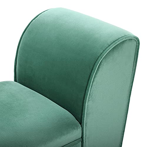 Versa Aguamarina Taburete pie de Cama para el Dormitorio, Banco para el Hall o la Entrada, con Apoyabrazos, Medidas (Al x L x An) 53 x 32 x 100 cm, Algodón y Madera, Color Verde
