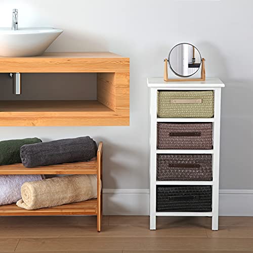 Versa Gavle Mueble para el Baño, Cajonera con 4 cajones para organizar, Almacenaje Moderno y Divertido, Medidas (Al x L x An) 73 x 28 x 37 cm, Madera y Poliéster, Color Marrón