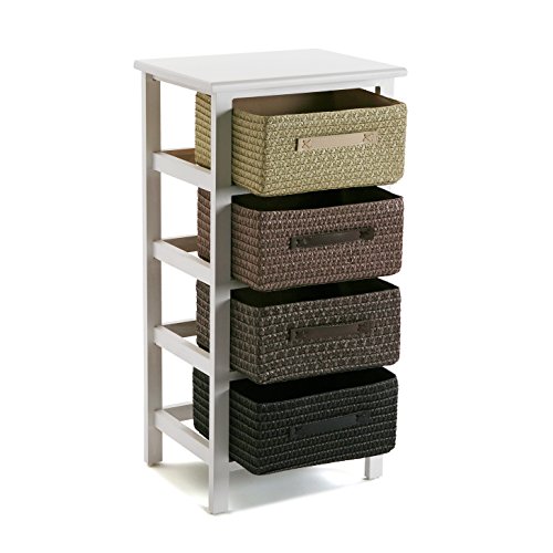 Versa Gavle Mueble para el Baño, Cajonera con 4 cajones para organizar, Almacenaje Moderno y Divertido, Medidas (Al x L x An) 73 x 28 x 37 cm, Madera y Poliéster, Color Marrón
