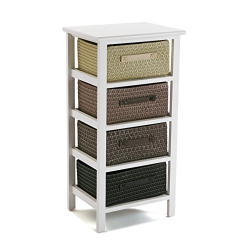 Versa Gavle Mueble para el Baño, Cajonera con 4 cajones para organizar, Almacenaje Moderno y Divertido, Medidas (Al x L x An) 73 x 28 x 37 cm, Madera y Poliéster, Color Marrón