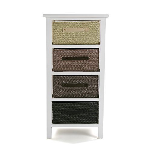 Versa Gavle Mueble para el Baño, Cajonera con 4 cajones para organizar, Almacenaje Moderno y Divertido, Medidas (Al x L x An) 73 x 28 x 37 cm, Madera y Poliéster, Color Marrón