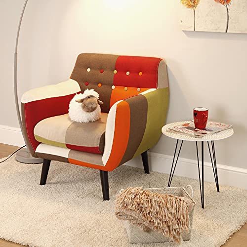 Versa Red Patchwork Butaca para Salón, Dormitorio o Comedor, Sillón confortable y diferente, con Apoyabrazos, Medidas (Al x L x An) 76 x 63 x 68 cm, Algodón y Madera, Color Rojo