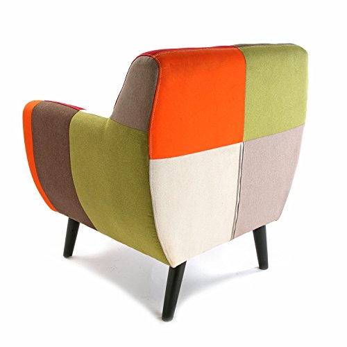 Versa Red Patchwork Butaca para Salón, Dormitorio o Comedor, Sillón confortable y diferente, con Apoyabrazos, Medidas (Al x L x An) 76 x 63 x 68 cm, Algodón y Madera, Color Rojo