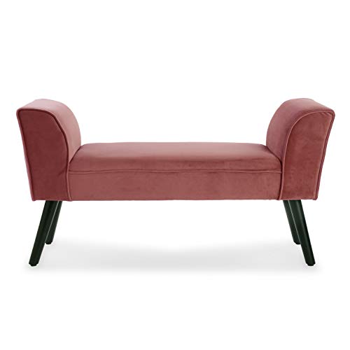 Versa Terracota Taburete pie de Cama para el Dormitorio, Banco para el Hall o la Entrada, con Apoyabrazos, Medidas (Al x L x An) 53 x 32 x 100 cm, Algodón y Madera, Color Rosa