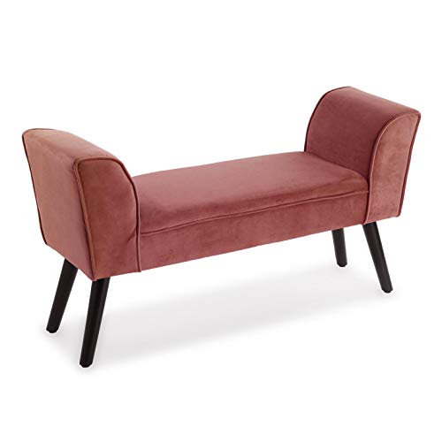 Versa Terracota Taburete pie de Cama para el Dormitorio, Banco para el Hall o la Entrada, con Apoyabrazos, Medidas (Al x L x An) 53 x 32 x 100 cm, Algodón y Madera, Color Rosa