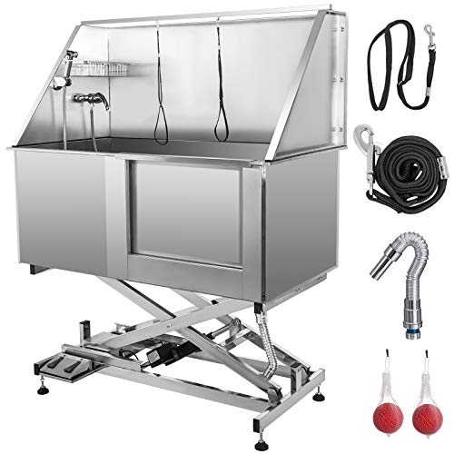 VEVOR 127cm Bañera para Perros Bañera de Acero Inoxidable para Mascota con Capacidad de 180kg Bañera de Mascota Grande Tina de Baño de Perro Ducha para Perro Mascota para Consumo y Comercial