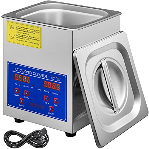 VEVOR Limpiador Ultrasónico 1.3L, 60W Limpiador Ultrasónico Profesional de Acero Inoxidable, Máquina de Limpieza Ultrasónica Potente Frecuencia de 40 kHz con Pantalla LED para Joyas, Reloj, Gafas