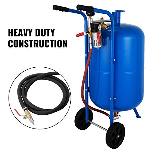 VEVOR Máquina de Chorro de Arena, Presión de Funcionamiento 60-125 psi Acero Chorro de Arena Móvil, 4 Boquillas de Cerámica 2 Ruedas Chorreadora de Arena para Eliminar Pintura u Óxido (75L)