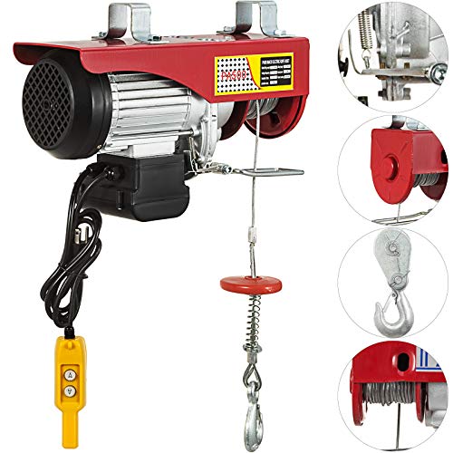 VEVOR Polipasto Eléctrico para Elevación 1100 lbs (500 kg), Elevador Eléctrico 1020 W para Garaje Auto con Control Remoto, Elevador de Cable en Acero