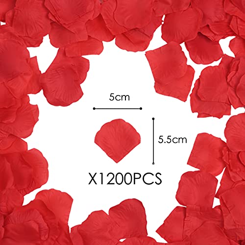 Vicloon 1200 Piezas Pétalos de Rosa，Pétalos de Rosa Artificiales Reutilizable，Confeti Petalos de Rosa Petals para día de San Valentín Decoración，Bodas Decoración，Fiestas，Ambiente Romántico，Proponer