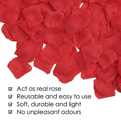 Vicloon 1200 Piezas Pétalos de Rosa，Pétalos de Rosa Artificiales Reutilizable，Confeti Petalos de Rosa Petals para día de San Valentín Decoración，Bodas Decoración，Fiestas，Ambiente Romántico，Proponer