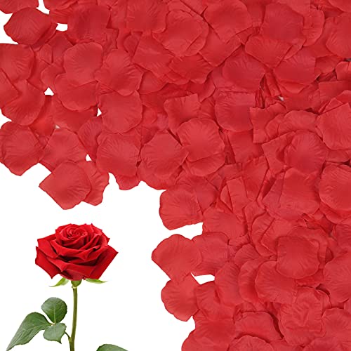 Vicloon 1200 Piezas Pétalos de Rosa，Pétalos de Rosa Artificiales Reutilizable，Confeti Petalos de Rosa Petals para día de San Valentín Decoración，Bodas Decoración，Fiestas，Ambiente Romántico，Proponer